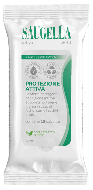 SAUGELLA ATTIVA SALVIETTINE 15 PEZZI - farmaidea24.com