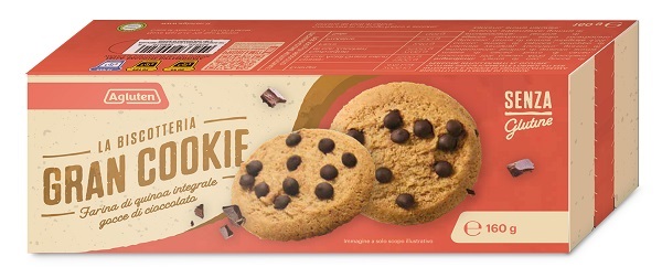 AGLUTEN GRAN COOKIE FARINA QUINOA INTEGRALE E GOCCE DI CIOCCOLATO 160 G - farmaidea24.com
