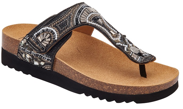 CALZATURA LISBOA FLIP-FLOP MICROFIBRE+BEADS W BLACK 40 - farmaidea24.com