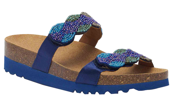 CALZATURA PALMILLA 2 STRAPS SATIN+BEADS W BLUE 37 - farmaidea24.com