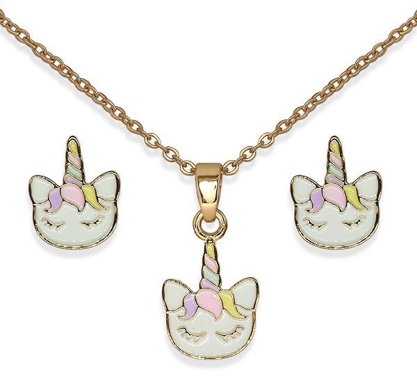 BJS015 PARURE THOUGHTFUL UNICORN GOLD PLATED - farmaidea24.com