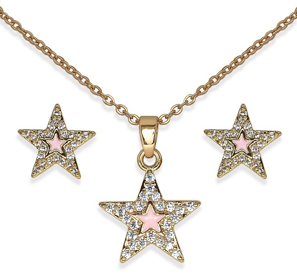 BJS019 PARURE CRYSTAL STAR GOLD PLATED - farmaidea24.com