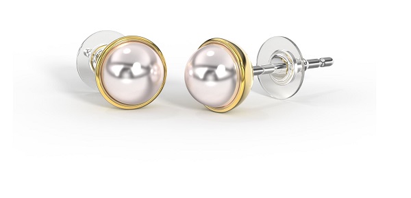 BJT405 ORECCHINI PERLA SWAROVSKI 5MM GOLD PLATED - farmaidea24.com