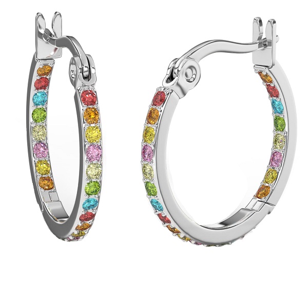 BJT407 ORECCHINI HOOP/CRISTALLI MULTICOLOR 20MM STAINLESS STEEL - farmaidea24.com