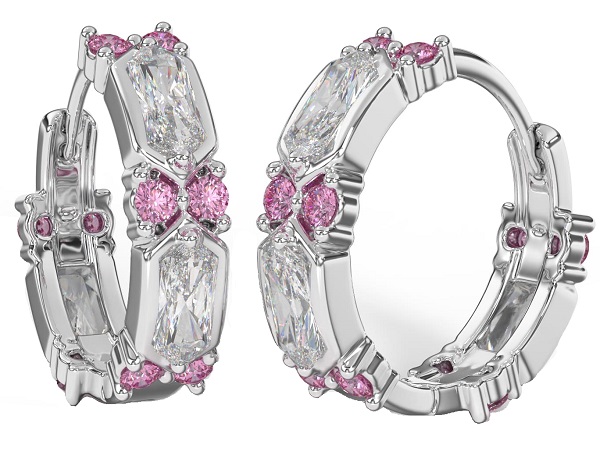 BJT413 ORECCHINI RING/CRISTALLI BIANCHI 19MM STAINLESS STEEL - farmaidea24.com