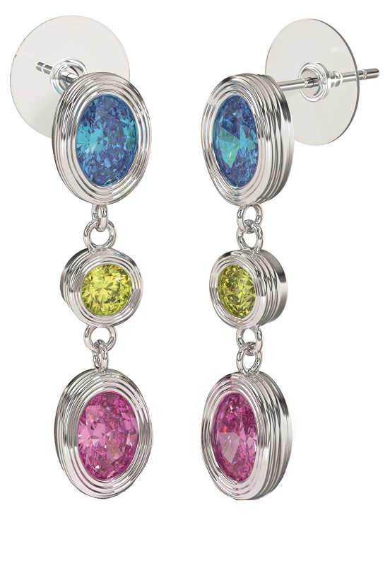 BJT416 ORECCHINI DROPS/CRISTALLI MULTICOLOR 30MM STAINLESS STEEL - farmaidea24.com