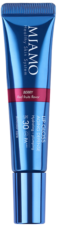 MIAMO SKINCOLOR CARE LIP GLOSS AGING DEFENSE SPF 30+ BERRY RED FRUITS FLAVOR 15 ML - farmaidea24.com