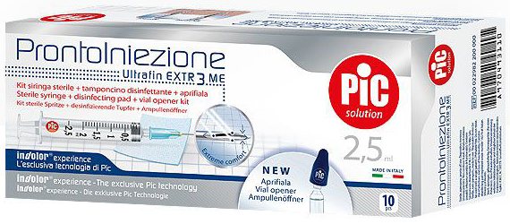 SIRINGA PIC SOLUTION PRONTO INIEZIONE 2,5 ML AGO GAUGE 23 1 1/4 10 PEZZI - farmaidea24.com