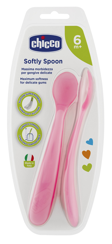 CHICCO CUCCHIAIO SILICONE FEMMINILE BI PACK 6M+ - farmaidea24.com