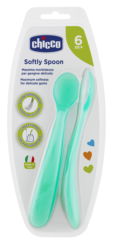 CHICCO CUCCHIAIO SILICONE MASCHILE BI PACK 6M+ - farmaidea24.com