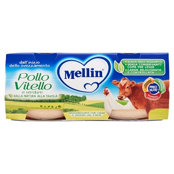 MELLIN OMOGENEIZZATO POLLO VITELLO CON VERDURE 2 X 80 G - farmaidea24.com