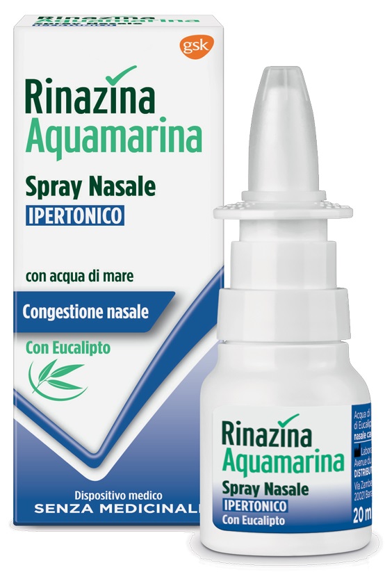 RINAZINA AQUAMARINA SPRAY NASALE IPERTONICO CON EUCALIPTO 20 ML - farmaidea24.com