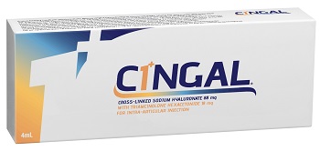 SIRINGA PRERIEMPITA INTRA ARTICOLARE CINGAL 4 ML 22MG/ML ACIDO RETICOLATO CON 4,5 MG/ML TRIAMCINOLONE ESACETONIDE - farmaidea24.com
