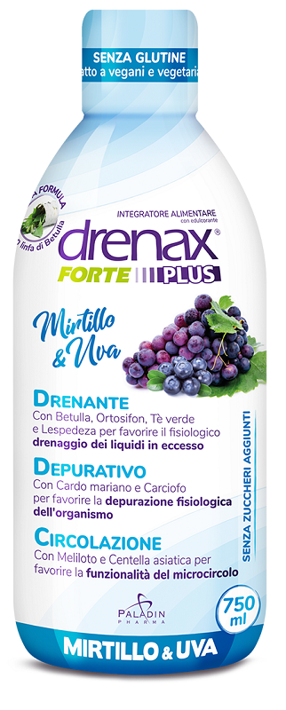 DRENAX FORTE PLUS ORIGINALE CON MIRTILLO E UVA 750 ML - farmaidea24.com