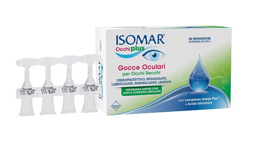 ISOMAR OCCHI PLUS GOCCE OCULARI PER OCCHI SECCHI ALL'ACIDO IALURONICO 0,25% 30 FLACONCINI MONODOSE - farmaidea24.com