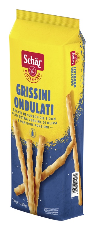 SCHAR GRISSINI ONDULATI SALATI IN SUPERFICIE 3 PORZIONI DA 50 G - farmaidea24.com