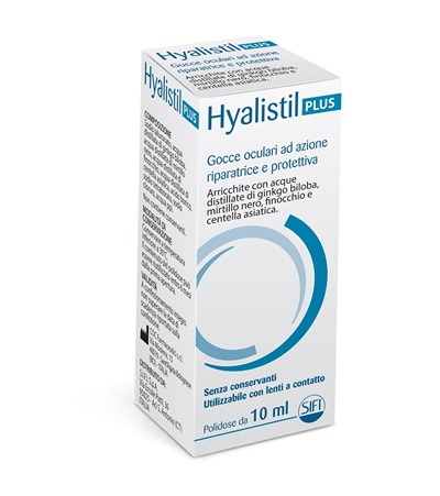 GOCCE OCULARI HYALISTIL PLUS ACIDO IALURONICO 0,4% ACQUA DISTILLATA DI GINKGO BILOBA + MIRTILLO NERO + FINOCCHIO + CENTELLA ASIATICA 10 ML - farmaidea24.com