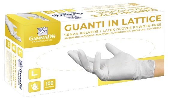 GUANTI LATTICE CON POLVERE MEDIUM 100 PEZZI GAMMADIS - farmaidea24.com