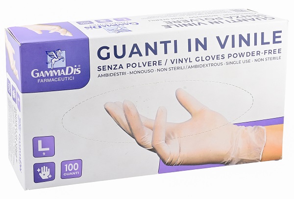 GUANTI VINILE SENZA POLVERE LARGE 100 PEZZI GAMMADIS - farmaidea24.com