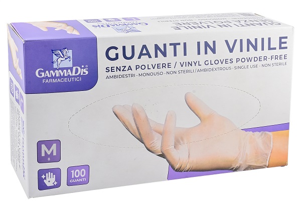 GUANTI VINILE SENZA POLVERE MEDIUM 100 PEZZI GAMMADIS - farmaidea24.com
