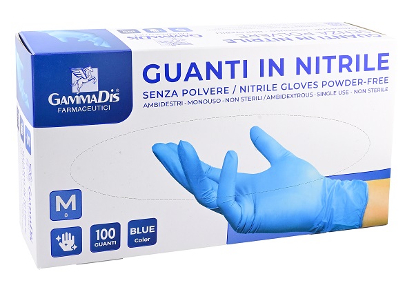 GUANTI NITRILE SENZA POLVERE MEDIUM 100 PEZZI GAMMADIS - farmaidea24.com