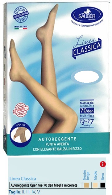 SAUBER AUTOREGGENTE OPEN TOE MAGLIA MICRORETE 70 DEN COLORE NEUTRO BEIGE TAGLIA 4 LINEA CLASSICA - farmaidea24.com