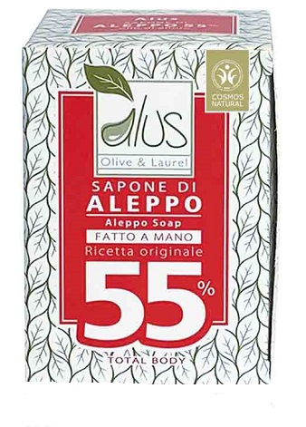 ALUS OLIVE & LAUREL SAPONE DI ALEPPO FATTO A MANO 55% 200 G - farmaidea24.com