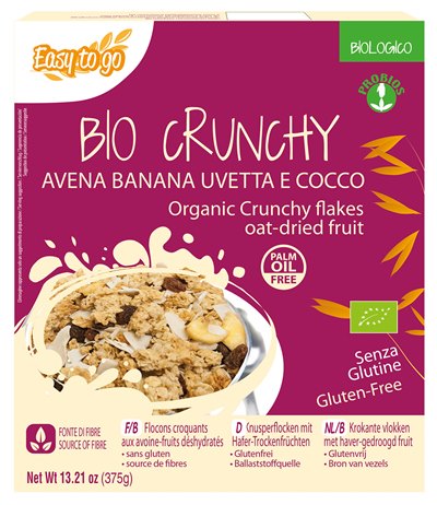 EASY TO GO BIO CRUNCHY AVENA BANANA UVETTA E COCCO 375 G - farmaidea24.com