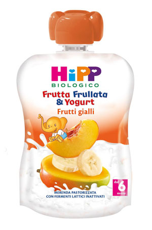 HIPP BIO FRUTTA FRULLATA YOGURT FRUTTI GIALLI 90 G - farmaidea24.com