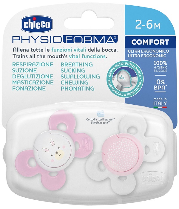 CHICCO SUCCHIETTO COMFORT GIRL SILICONE 2-6 MESI 2 PEZZI - farmaidea24.com