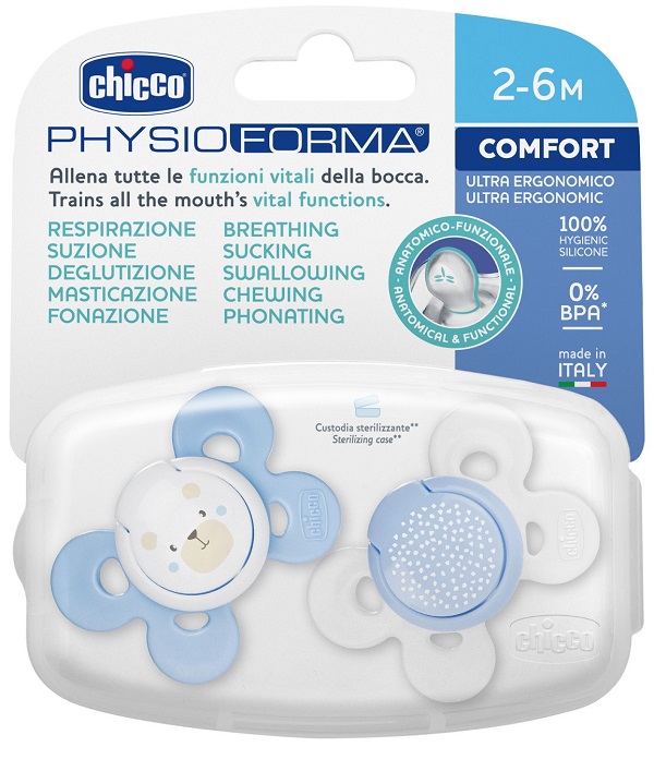 CHICCO SUCCHIETTO COMFORT BOY SILICONE 2-6 MESI 2 PEZZI - farmaidea24.com