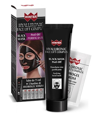 WINTER HYALURONIC FACE LIFT BLACK MASK 75 ML + 5 BUSTINE DA 3 ML - farmaidea24.com