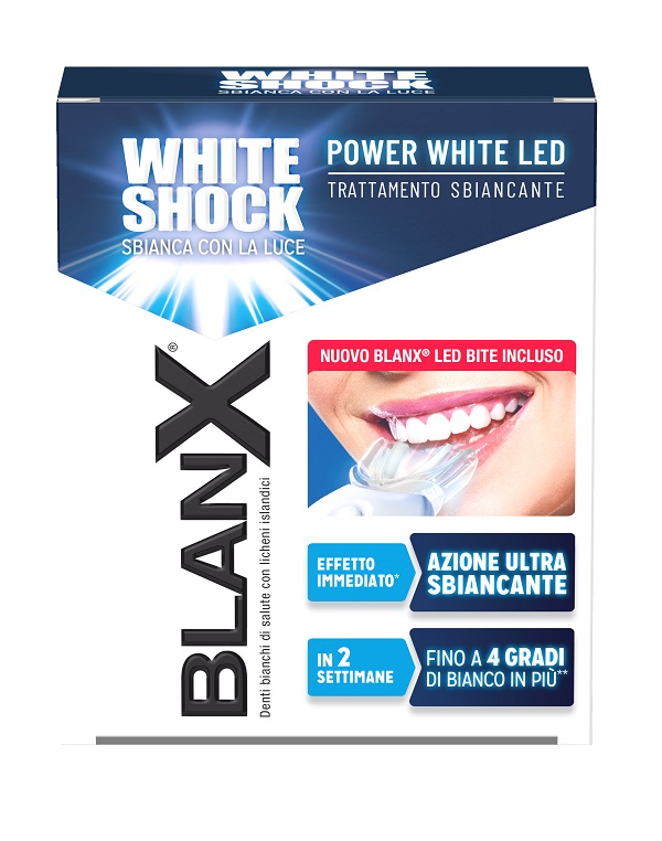 BLANX WHITE SHOCK TRATTAMENTO SBIANCANTE POWER WHITE 30 ML + LED BITE - farmaidea24.com