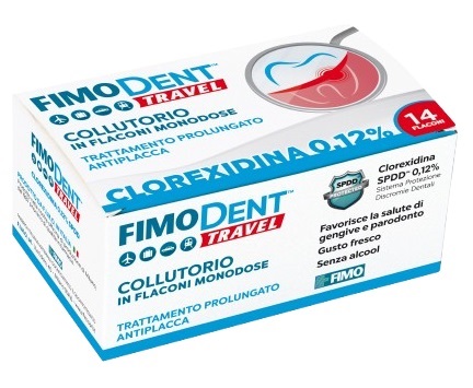 FIMODENT TRAVEL COLLUTORIO CLOREXIDINA SPDD 0,12% 14 FLACONCINI MONODOSE 10 ML - farmaidea24.com