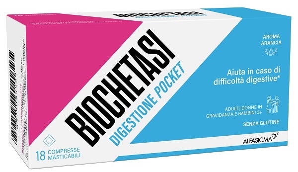 BIOCHETASI DIGESTIONE POCKET 18 COMPRESSE MASTICABILI - farmaidea24.com