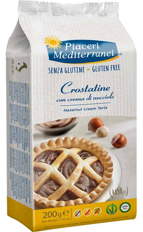 PIACERI MEDITERRANEI CROSTATINA CON CREMA DI NOCCIOLA 4 X 50 G - farmaidea24.com