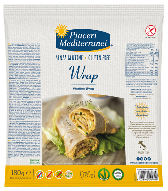 PIACERI MEDITERRANEI PIADINA WRAP 180 G - farmaidea24.com