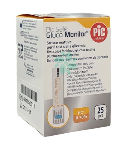 STRISCE MISURAZIONE GLICEMIA PIC GLUCO MONITOR 25 PEZZI - farmaidea24.com