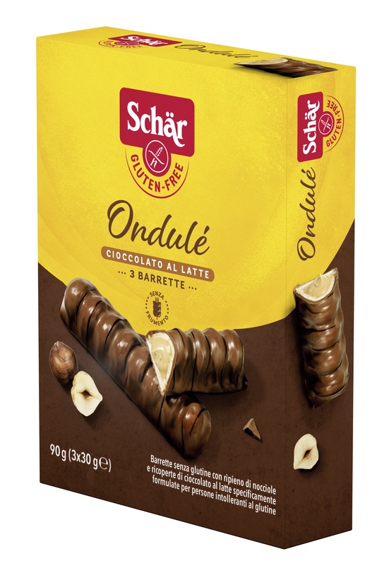SCHAR ONDULE' BARRETTE CON RIPIENO DI NOCCIOLE RICOPERTE DI CIOCCOLATO AL LATTE 3 PORZIONI DA 30 G - farmaidea24.com
