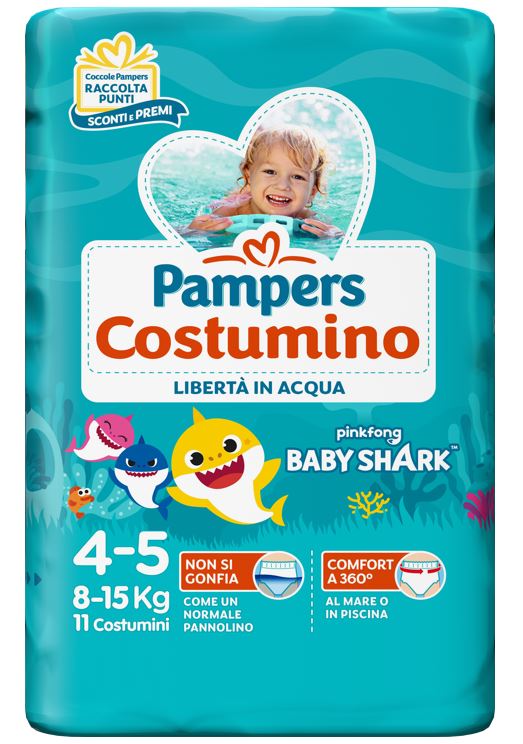PAMPERS COSTUMINO BABY SHARK CP S 4-5 11 PEZZI - farmaidea24.com