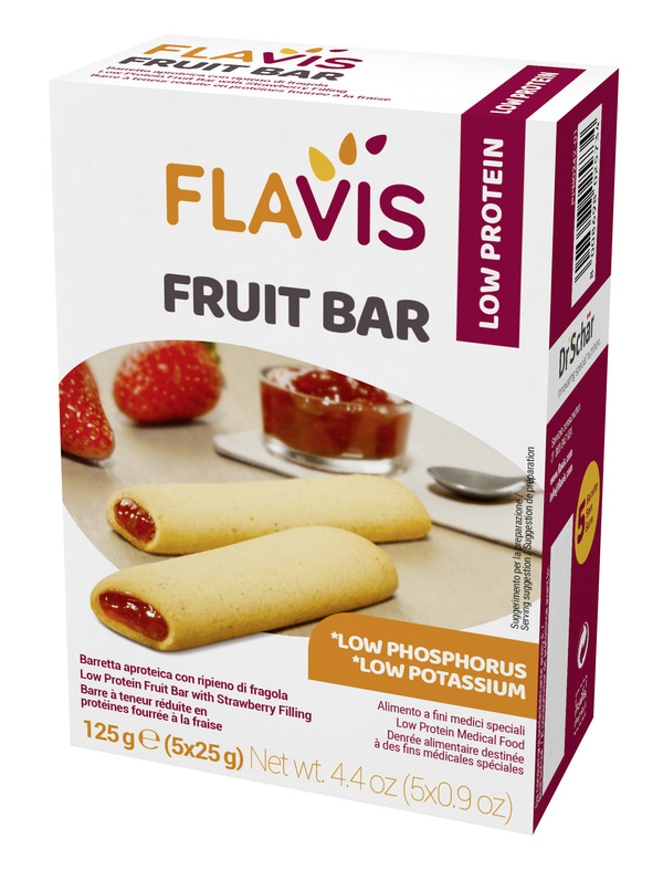 FLAVIS FRUIT BAR BARRETTA APROTEICA CON RIPIENO DI FRAGOLA 5 PEZZI DA 25 G - farmaidea24.com