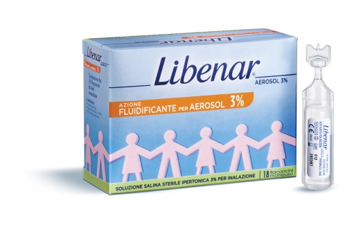 SOLUZIONE SALINA IPERTONICA 3% LIBENAR PER INALAZIONE CON AEROSOL 18 FLACONCINI MONOUSO X 4ML - farmaidea24.com