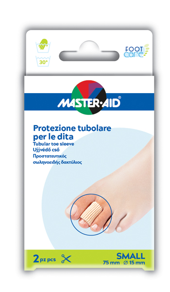 PROTEZIONE TUBOLARE IN GEL MASTER-AID FOOTCARE ELASTICIZZATO SMALL 7,5 CM 15 MM 2 PEZZI C4 - farmaidea24.com