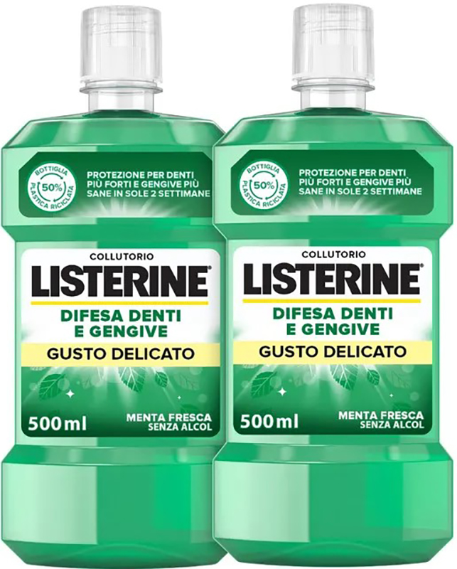 LISTERINE DENTI & GENGIVE GUSTO DELICATO 2 X 500 ML - farmaidea24.com
