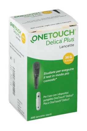 LANCETTE PUNGIDITO ONETOUCH DELICA PLUS 200 PEZZI - farmaidea24.com
