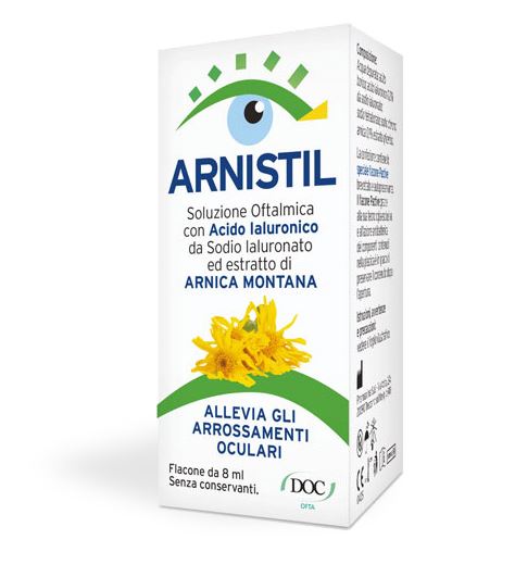 ARNISTIL SOLUZIONE OFTALMICA ACIDO IALURONICO 0,2% + ESTRATTO DI ARNICA MONTANA 0,1% FLACONE 8 ML - farmaidea24.com