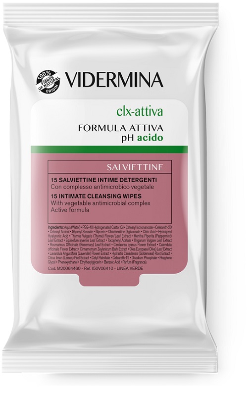 VIDERMINA CLX ATTIVA 15 SALVIETTE INTIME DETERGENTI - farmaidea24.com