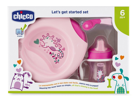 CHICCO SET PAPPA 6M+ ROSA CON CUCCHIAIO ROSA - farmaidea24.com