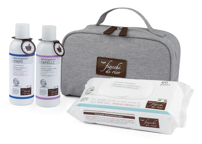 FIOCCHI DI RISO COFANETTO BAGNETTO 1 DETERGENTE CORPO 200 ML + 1 DETERGENTE CAPELLI 200 ML + SALVIETE ACQUA NON ACQUA 60 PEZZI + BEAUTY - farmaidea24.com
