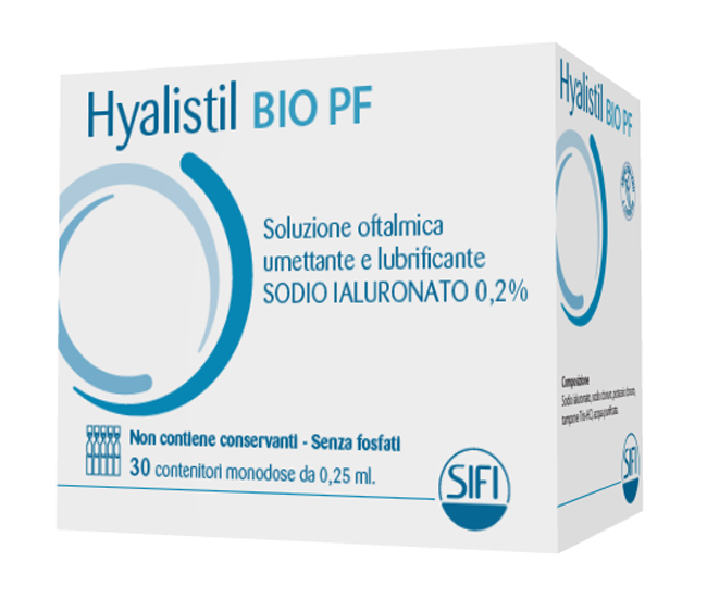 HYALISTIL BIO PF SOLUZIONE OFTALMICA PHOSPHATE FREE MONODOSE A BASE DI ACIDO IALURONICO 0,2% 30 FLACONCINI 0,25 ML - farmaidea24.com